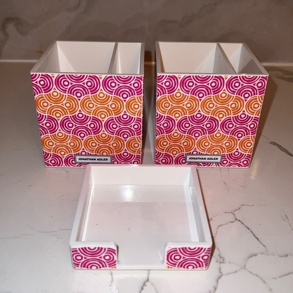 Set of 3 Jonathan Adler Circle Ornaments Lot Organizers Desk Set Stackable